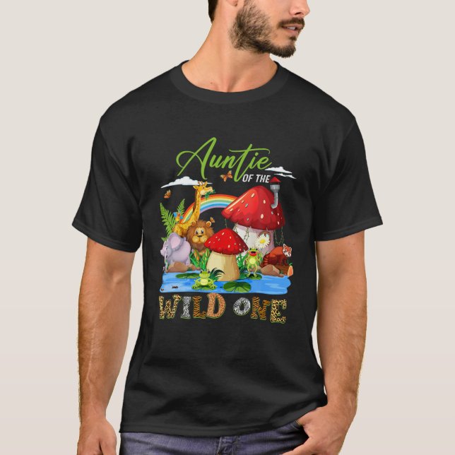 T-shirt Tante Du Zoo Wild One Anniversaire Animaux Boisés (Devant)