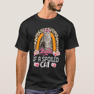 T-shirt Tante D'Un Chat Mélangé Fleurs Léopard Rainb