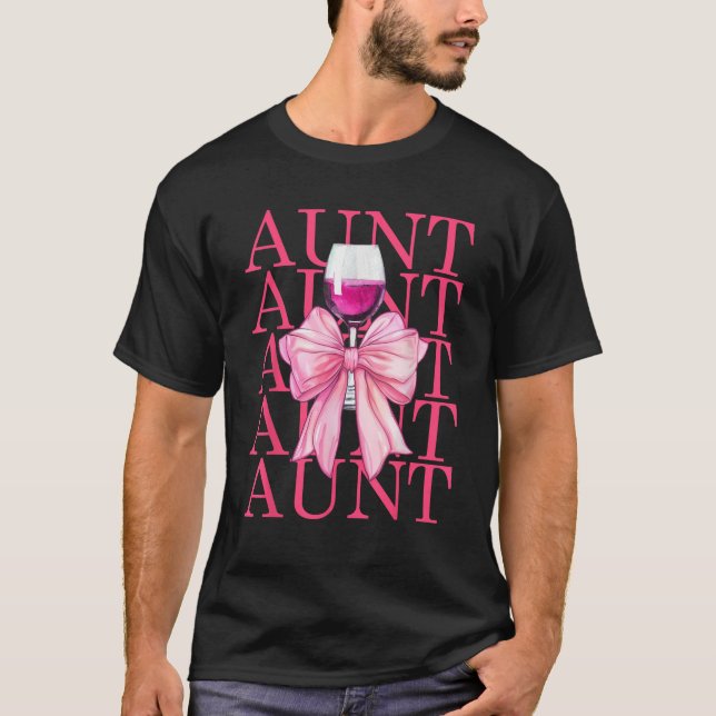 T-shirt Tante Et Vin Coquette Bow Noël Fille Tante Pa (Devant)