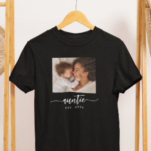 T-shirt Tante Établie Écriture Élégante Photo Noir