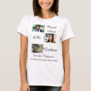 T-shirt Tante fière du diplômé Photos personnalisées Nom 