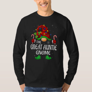 T-shirt Tante Gnome Buffalo à carreaux rouges Famille Noël