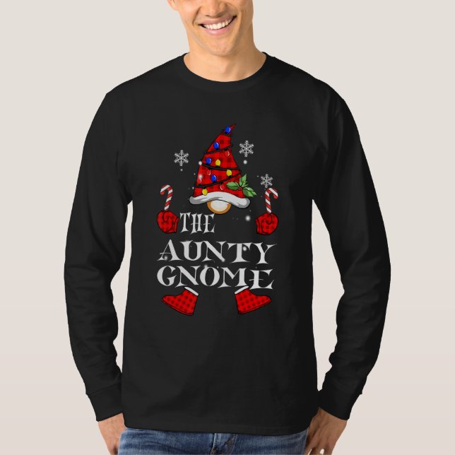 T-shirt Tante Gnome Buffalo Plaid Matching Family Xmas Paj (Devant)