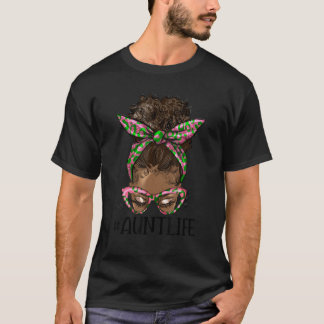 T-shirt Tante Life Afro Bun Messy Leopard Noir Mélanine