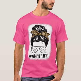 T-shirt Tante Life Volleyball Bleached Messy Bun Hair Leop