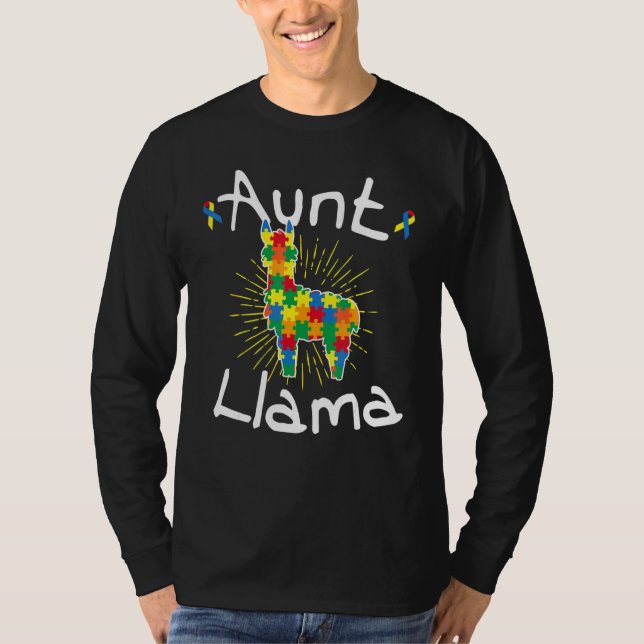 T-shirt Tante Llama Puzzle Pièce Ruban Cool Autisme (Devant)