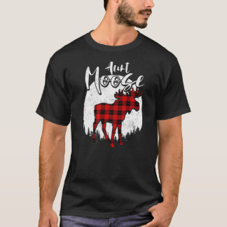 T-shirt Tante Moose Red Plaid Buffalo Correspondant Famill