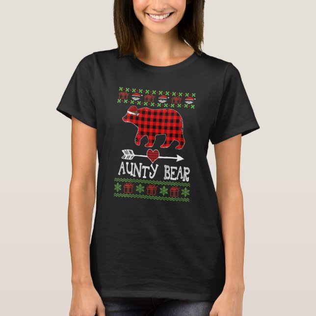 T-shirt Tante Oear Père Noël Red Plaid Pajamas De Famille  (Devant)