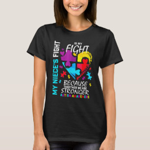 T-shirt Tante Oncle Puzzle Cœur Bleu Combattant Nièce Auti