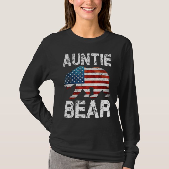 T-shirt Tante Ours Patriotique Drapeau Correspondant Famil (Devant)