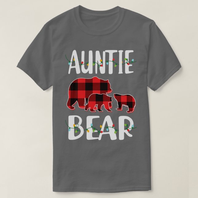 T-shirt Tante Ours Rouge Plaqué Pyjama de Noël Corresponda (Design devant)