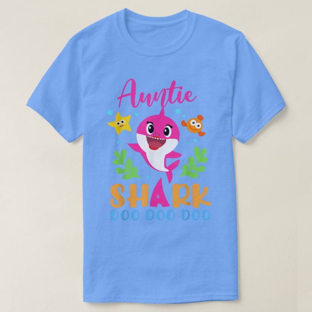 T-shirt Tante Requin Tante Auntie Shark Lover Famille Mère (Design devant)
