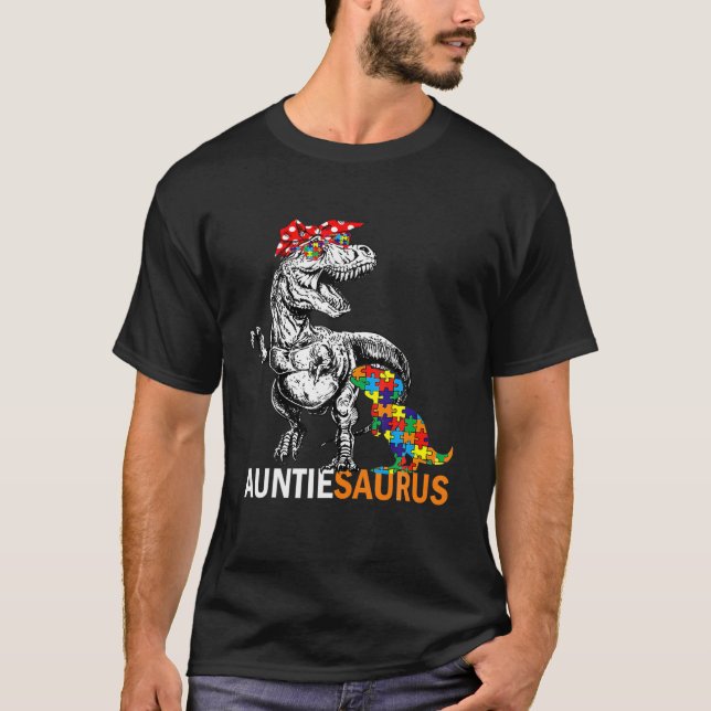 T-shirt Tante Saurus Auntsaurus Sensibilisation sur l'auti (Devant)