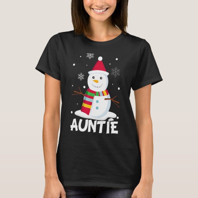 T-shirt Tante Snowman Père Noël Christmas Matching Famille (Devant)