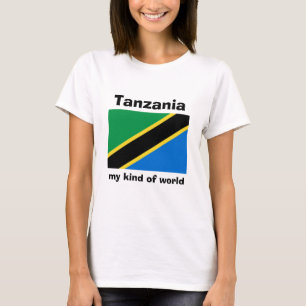 T-Shirt Tanzanie Drapeau + Carte + Texte