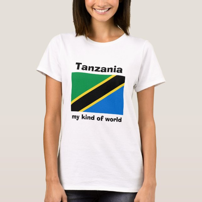 T-Shirt Tanzanie Drapeau + Carte + Texte (Devant)