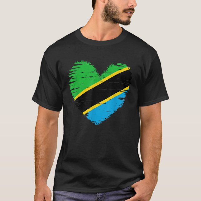 T-shirt Tanzanie Heart Outfit Tanzanie Heart Flag J'aime T (Devant)