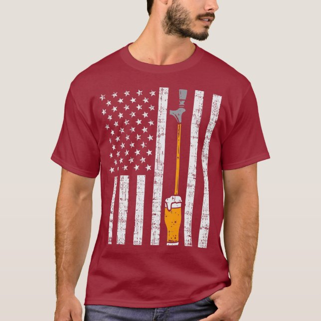 T-shirt Tap Beer US Drapeau Fun Draft Fête des pères (Devant)