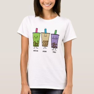 T-shirt Tapioca de taro de lait de boissons de vert de thé