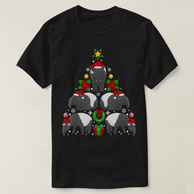 T-shirt Tapir Arbre de Noël Cadeaux animaux de Noël  (Design devant)