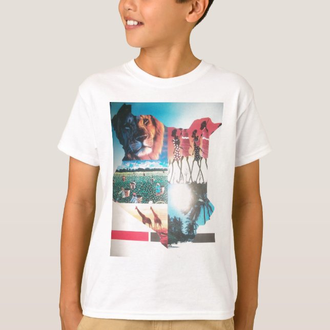 T-shirt Tapisserie kenyane : Faune, culture et plage côtiè (Devant)