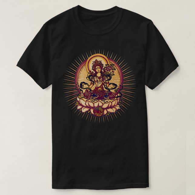 T-shirt Tara, Bouddhisme Tibet Méditation Lotus Yoga Om Sp (Design devant)