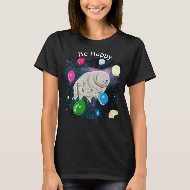 T-shirt Tardigrade flottant dans l'espace avec des ballons (Devant)