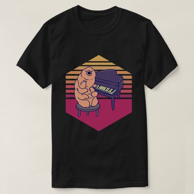 T-shirt Tardigrade Jouer Piano Vintage (Design devant)