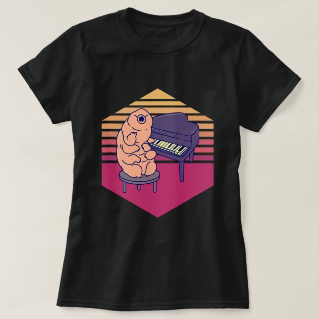 T-shirt Tardigrade Jouer Piano Vintage (Design devant)
