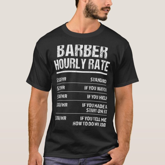 T-shirt tarif horaire du barbier (Devant)