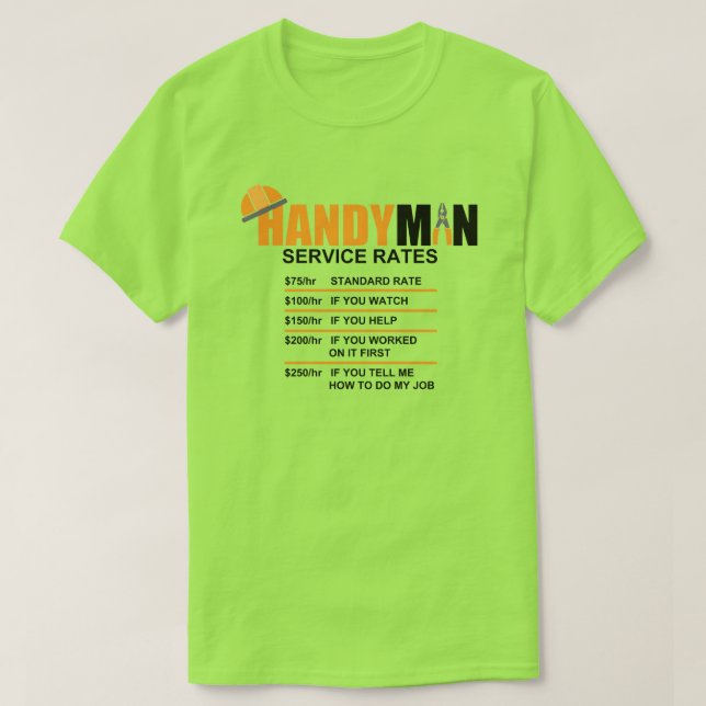 T-SHIRT TARIFS DE SERVICE HANDYMAN (Design devant)