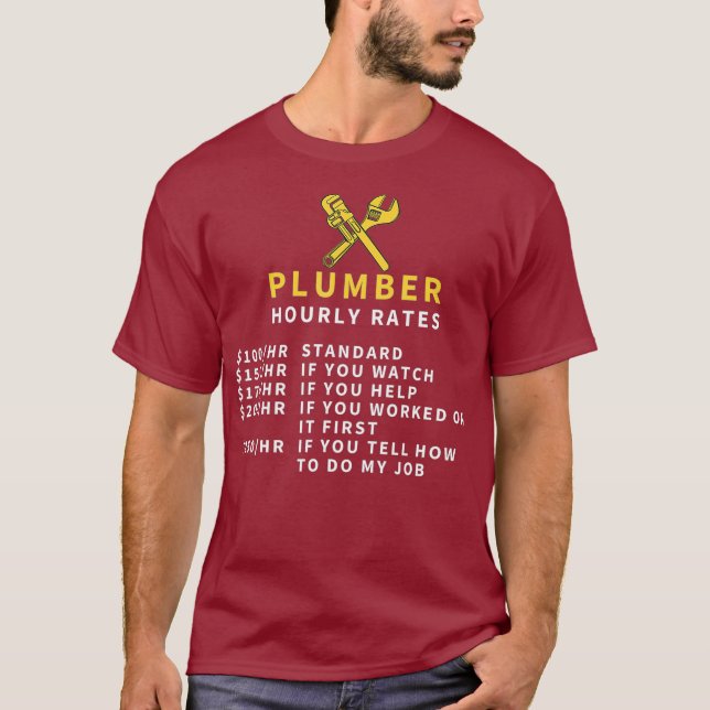 T-shirt Tarifs horaires de plombier Frais supplémentaires  (Devant)