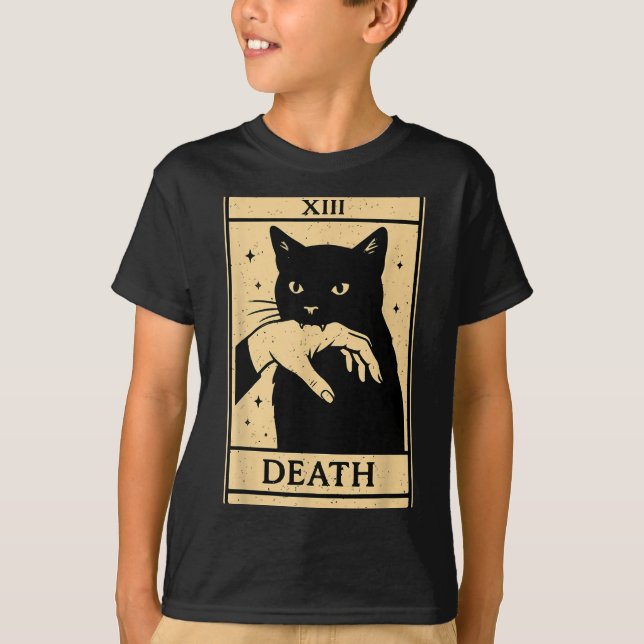 T-shirt Tarot Card Black Cat Occult Witchy Black Cat Tarot (Devant)
