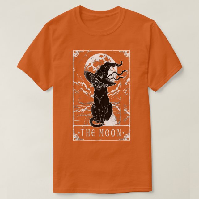 T-shirt Tarot Card Crescent Moon And Black Cat Witch Hat H (Design devant)