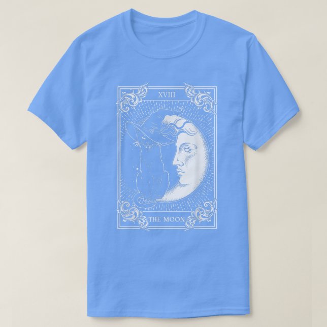 T-shirt Tarot Card Crescent Moon And Cat Graphic  (Design devant)