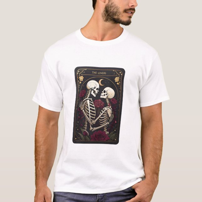 T-shirt Tarot Card The Lovers skeleton couples (Devant)