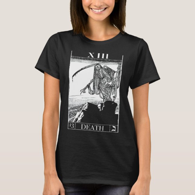 T-shirt Tarot carte de mort Squelette crâne d'horreur os G (Devant)