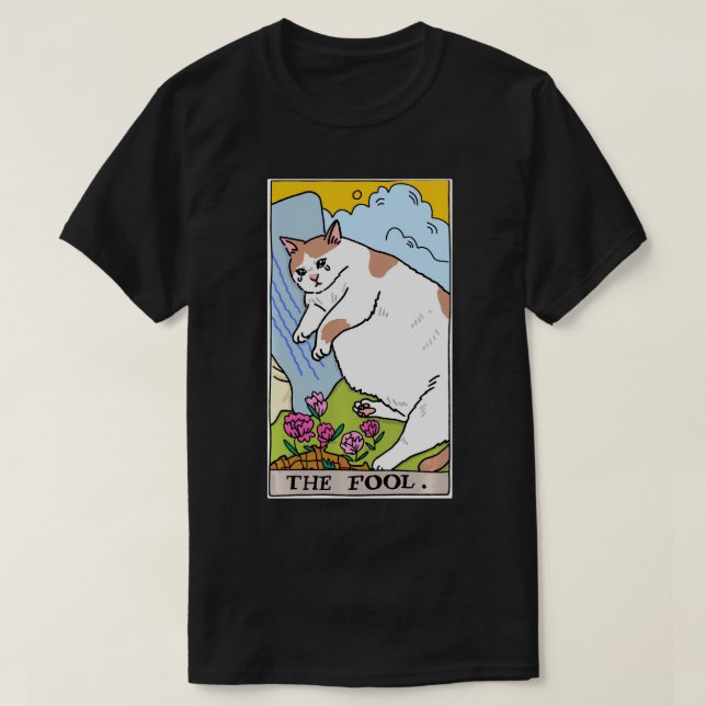 T-shirt Tarot Chat Le Fool Tarot Carte Crier Chat Mème Swe (Design devant)