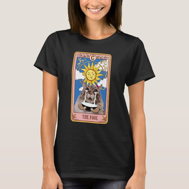 T-shirt Tarot Chat L'idiot Pleurant Chat Mème Carte Tarot  (Devant)