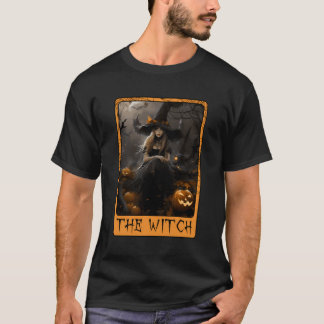 T-shirt Tarot De Sorcière Mystique Marcher Dans La Forêt H