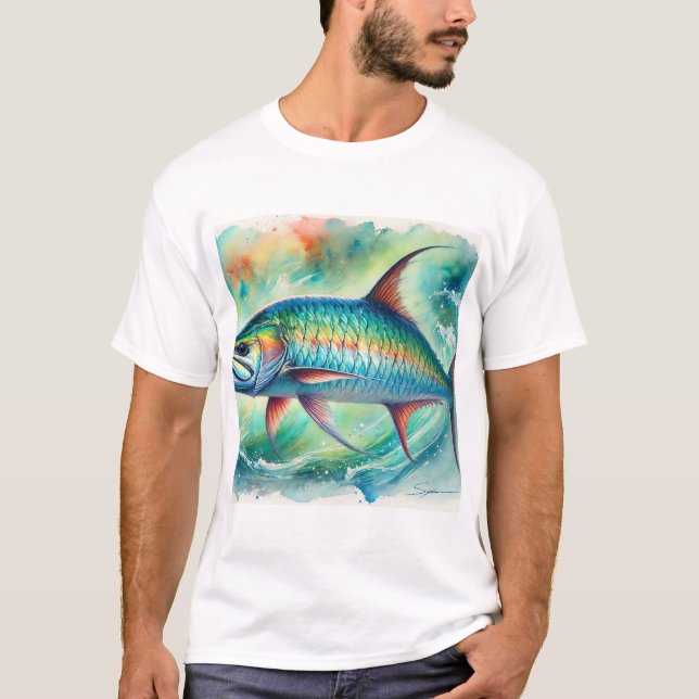 T-shirt Tarpon fish 051024AREF147 - Watercolor (Devant)