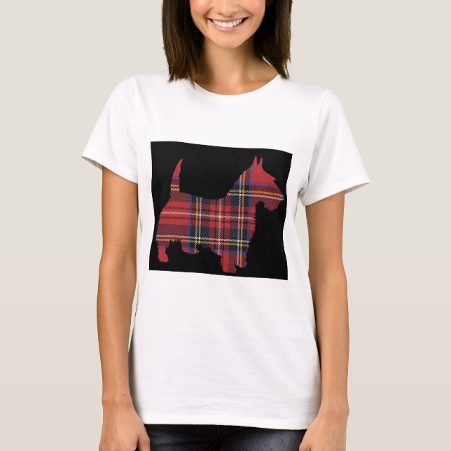 T-shirt Tartan de chien de Scottie (Devant)