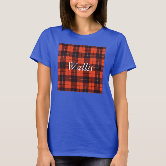 T-shirt Tartan d'écossais de plaid de clan de Wallis (Devant)
