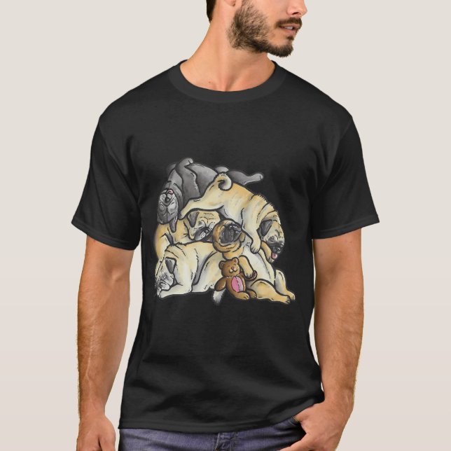 T-shirt Tas de Pugs endormis (Devant)