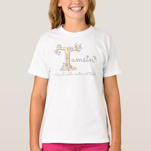 T-shirt Tasmin Girls T nom signifiant tee monogramme (Devant)