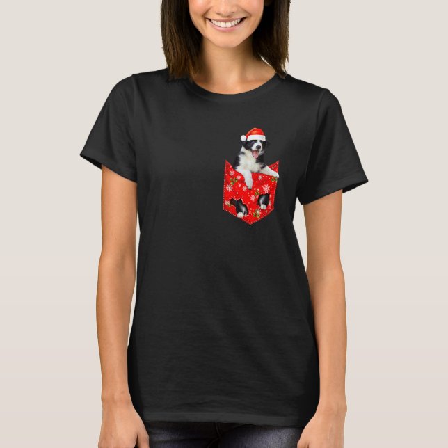 T-shirt Tasque de Noël Border Collie pour Border Collie (Devant)