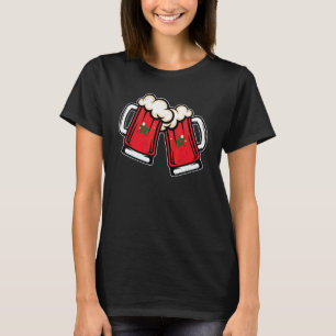 T-shirt Tasse à bière avec drapeau marocain Bière cool d