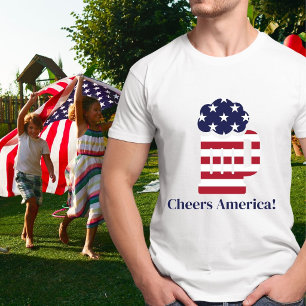 T-shirt Tasse à bière Drapeau américain Cheers America 4 j