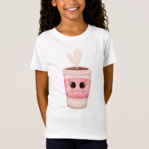 T-Shirt Tasse à café adorable avec de grands yeux étincela