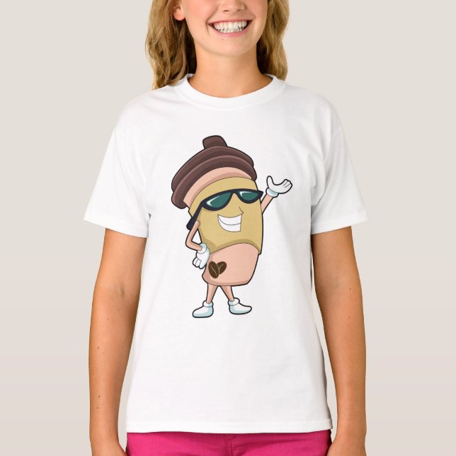 T-shirt Tasse à café avec lunettes de soleil (Devant)